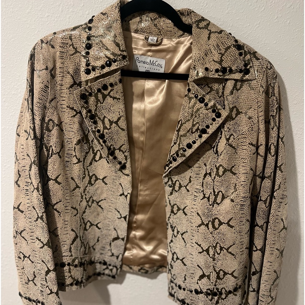 Pamela McCoy genuine leather jacket with embellishments